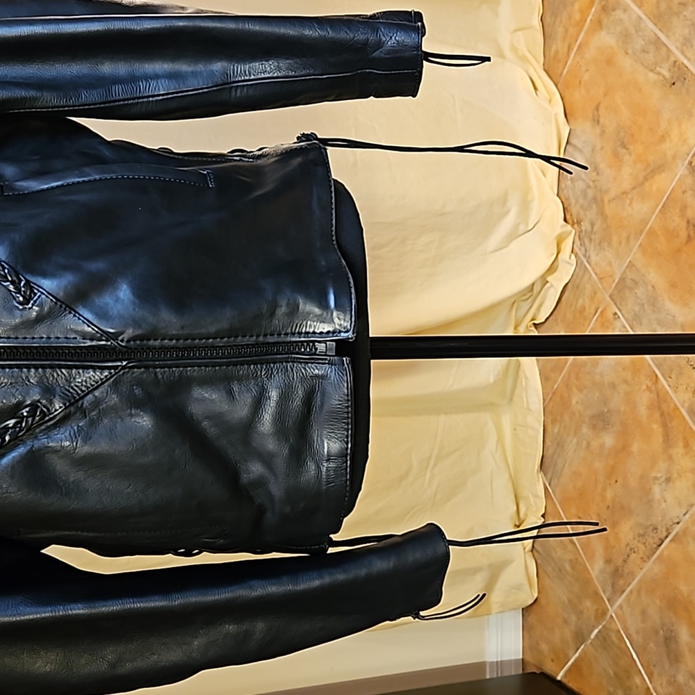 Vtg UNIK Leather Apparels Braided Motorcycle Riding Jacket Women's Medium - Picture 5 of 14